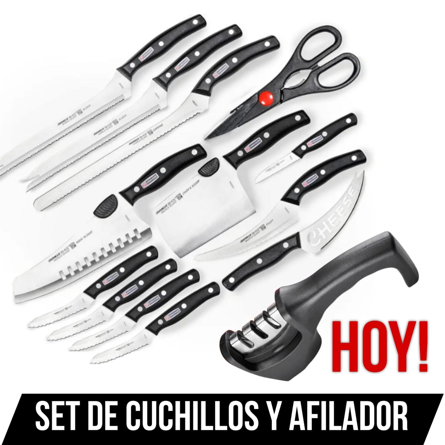 SET DE CUCHILLOS X 13 Y AFILADOR