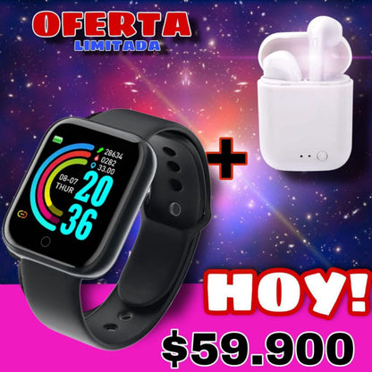 RELOJ INTELIGENTE D20 + OBSEQUIO AIRPODS INALAMBRICOS I7