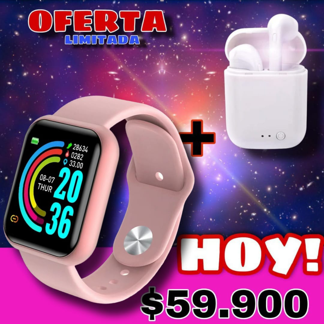 RELOJ INTELIGENTE D20 + OBSEQUIO AIRPODS INALAMBRICOS I7