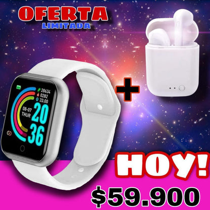 RELOJ INTELIGENTE D20 + OBSEQUIO AIRPODS INALAMBRICOS I7